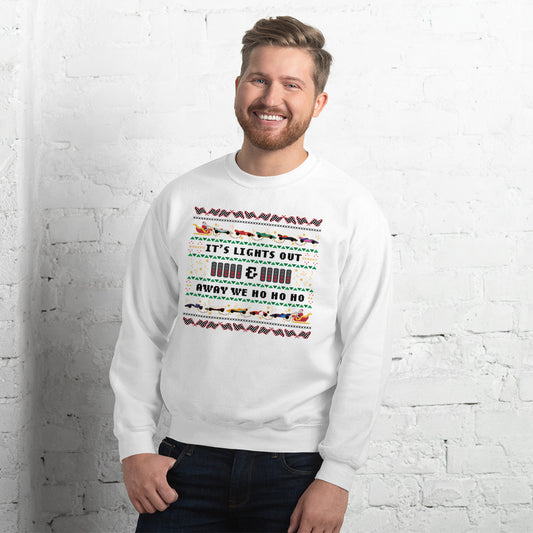 Lights out and away we ho ho ho sweater (white)