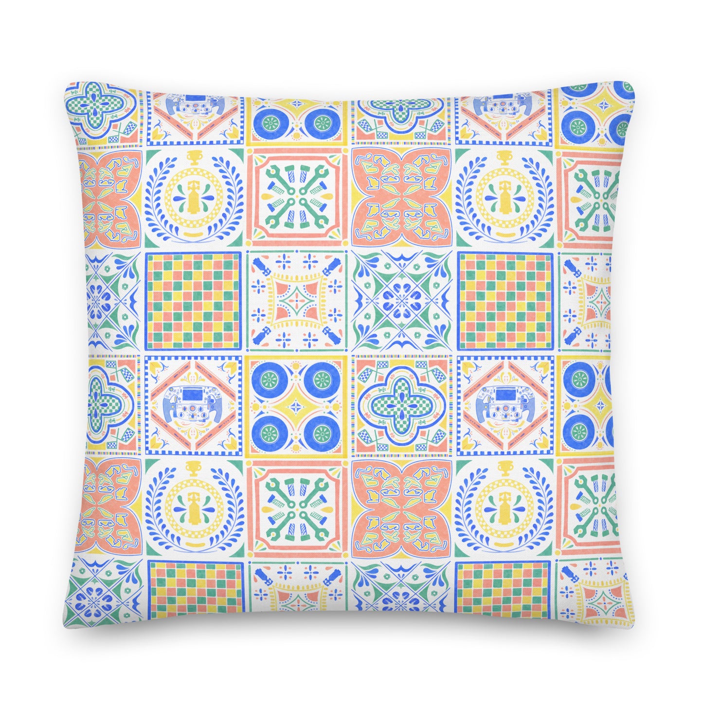 Jetset Tiles Throw Pillow