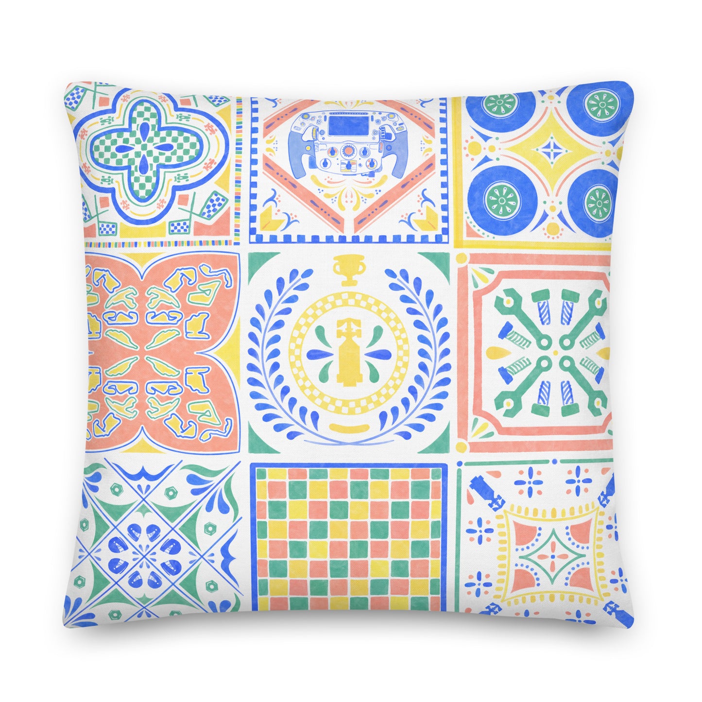 Jetset Tiles Throw Pillow