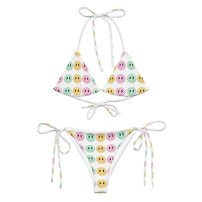 Checkered Smiley string bikini