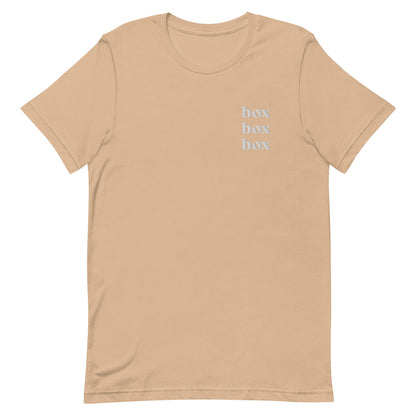 Box Box Box Embroidered Shirt (white text) - twogirls1formula