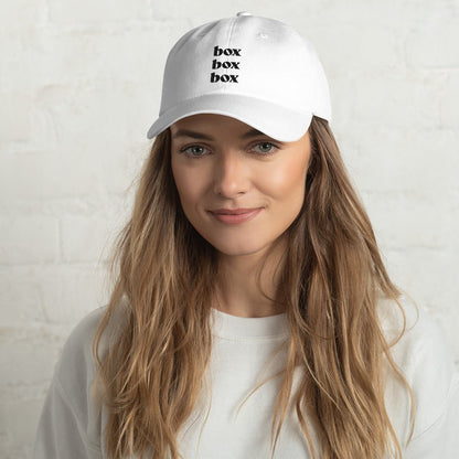 Box Box Box White Dad hat - twogirls1formula