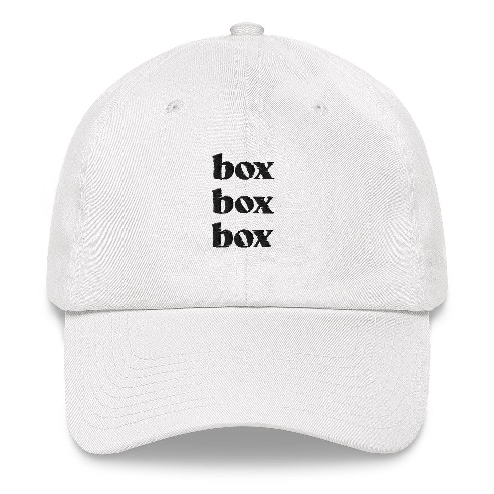 Box Box Box White Dad hat - twogirls1formula