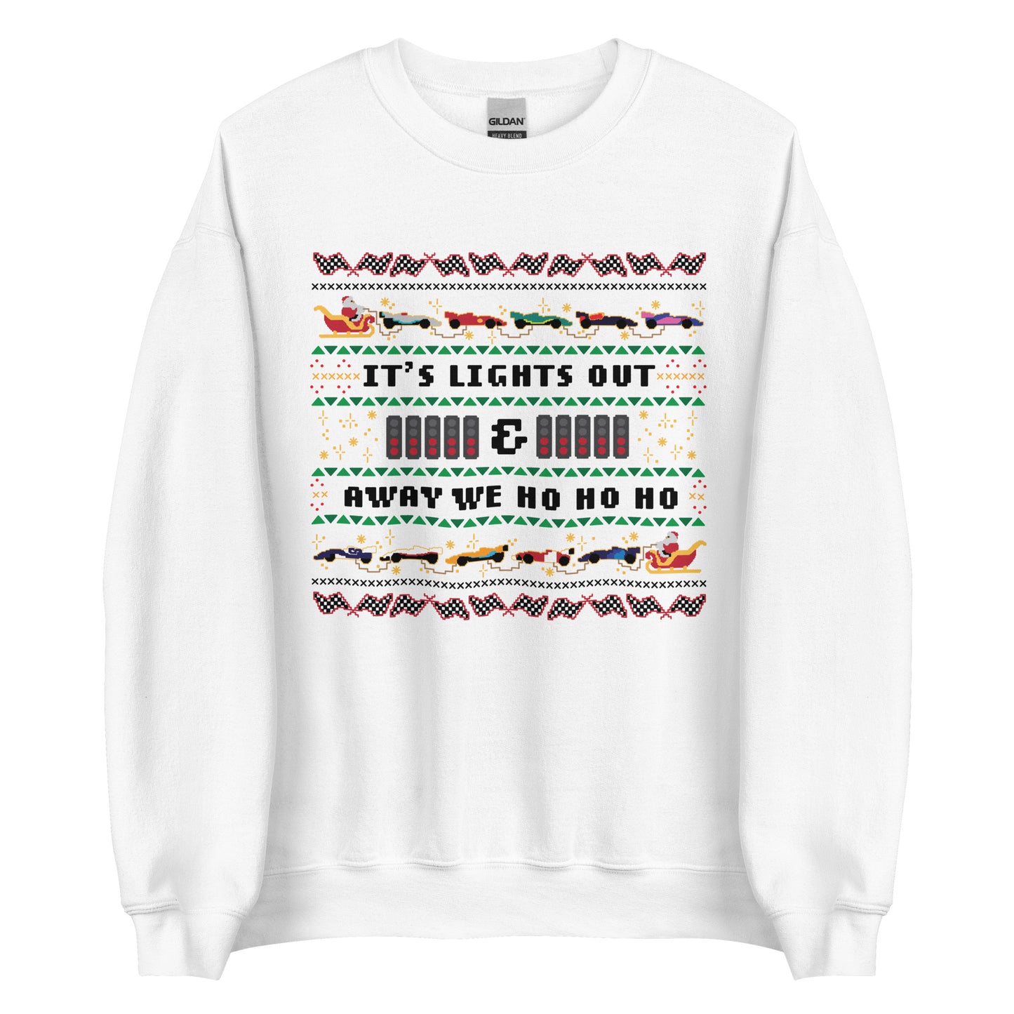 Lights out and away we ho ho ho sweater (white)