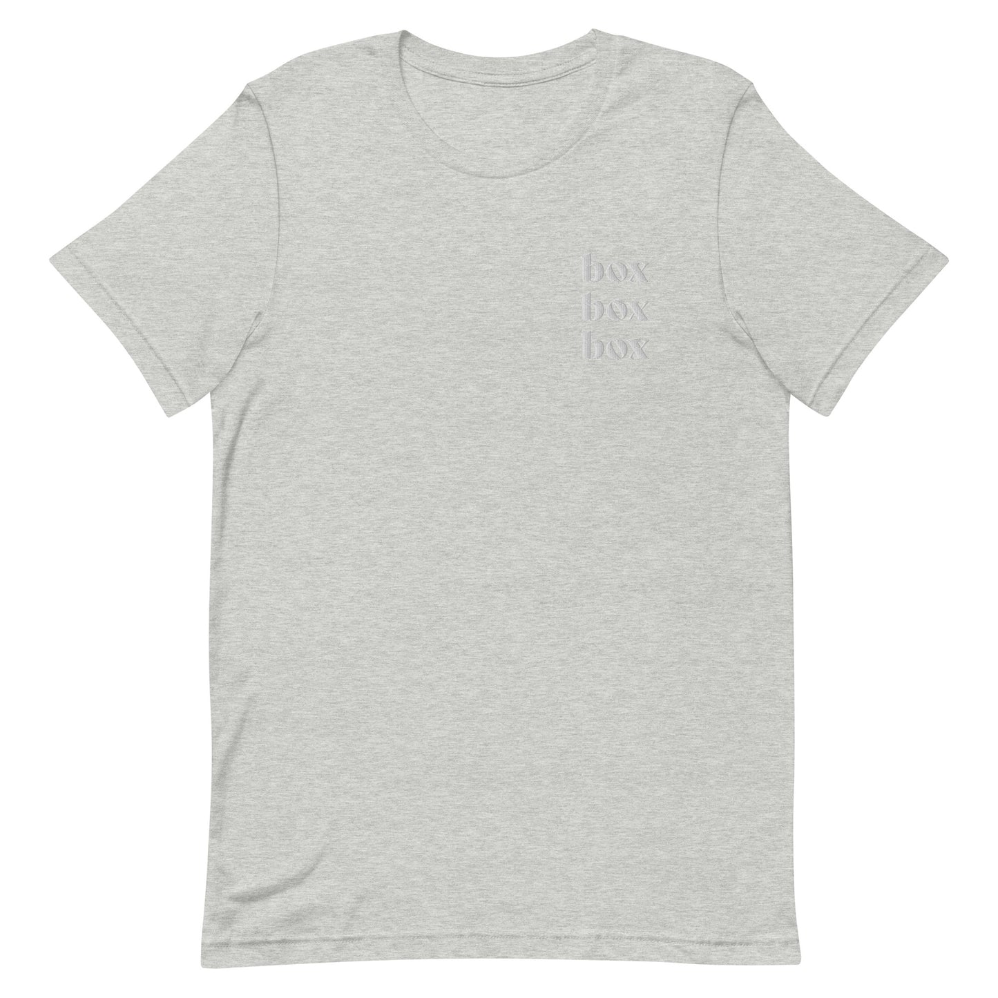 Box Box Box Embroidered Shirt (white text)